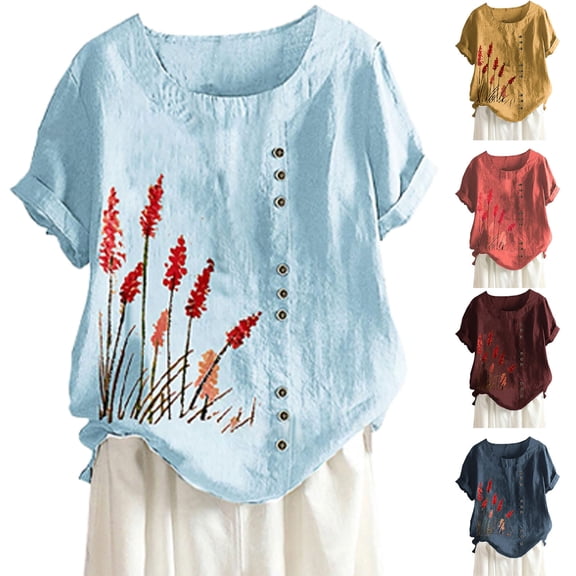 Fall Outfits for Women 2026 Tops for Teachers Cotton Linen Breathable Button Down Shirts Stretch Spring Outfits Trendy Vacation Clothes, Pink,XXL