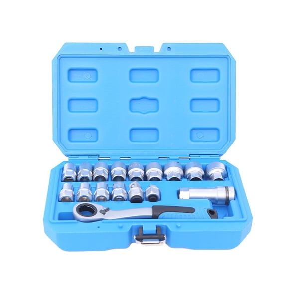 17PCS Core Ratchet Socket Wrench Kit Socket Set 12 Angle Penetrating Socket Ratchet Set Two-Way Wrench Heart Socket Through Set 3/8