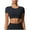 Black, variant on Timegard Workout Tops for Women Cropped Crewneck Short Sleeve Skinny Tee Shirts Gym Yoga Top Athletic
