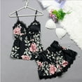thumbnail image 2 of 2pcs/set Women Silk Satin Lace Robe Shorts Sleepwear Babydoll Nightdress Pajamas, 2 of 7