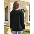 thumbnail image 6 of JYLFC Women Casual Long Sleeve Shirts with Pockets Crew Neck Sweatshirt with Pockets Loose Soft Lightweight Tunic Tops Black XL, 6 of 7