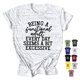 thumbnail image 2 of Camiseta holgada informal elástica con cuello redondo y estampado de letras de manga corta para mujer para verano, 2 of 4