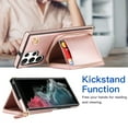 thumbnail image 3 of Crossbody Zipper Wallet Bag Case for Samsung Galaxy S24 Ultra,Dteck Lager Capacity Purse Leather Card Slots Pocket Shockproof Case Kickstad Cover with Shoulder Strap, Rosegold, 3 of 9