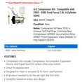 thumbnail image 2 of A/C Compressor Kit - Compatible with 2000 - 2002 Ford Focus 2.0L 4-Cylinder SOHC 2001, 2 of 2