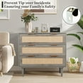 thumbnail image 4 of AODAILIHB Wood 3 Drawer Rattan Nightstand Set of 2, Natural Rattan Stand with 3 Large Wicker Decorated Drawers, Larger Night Stand Modern Closet Chest, Grey, 4 of 8