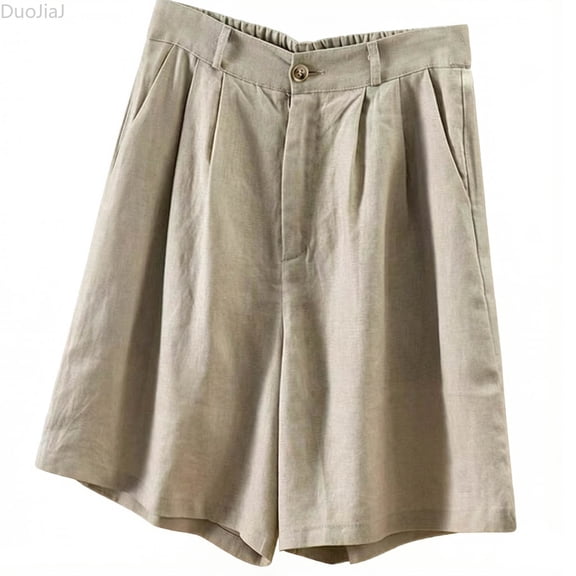 DuoJiaJ Womens Shorts, Lightweight Breathable Five Pocket Casual Bottoms Beige L