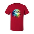 thumbnail image 2 of Wild Bobby, Colorful Neon Rainbow Biting Lips Pop Culture Men's Graphic T-Shirt, Red, Small, 2 of 3