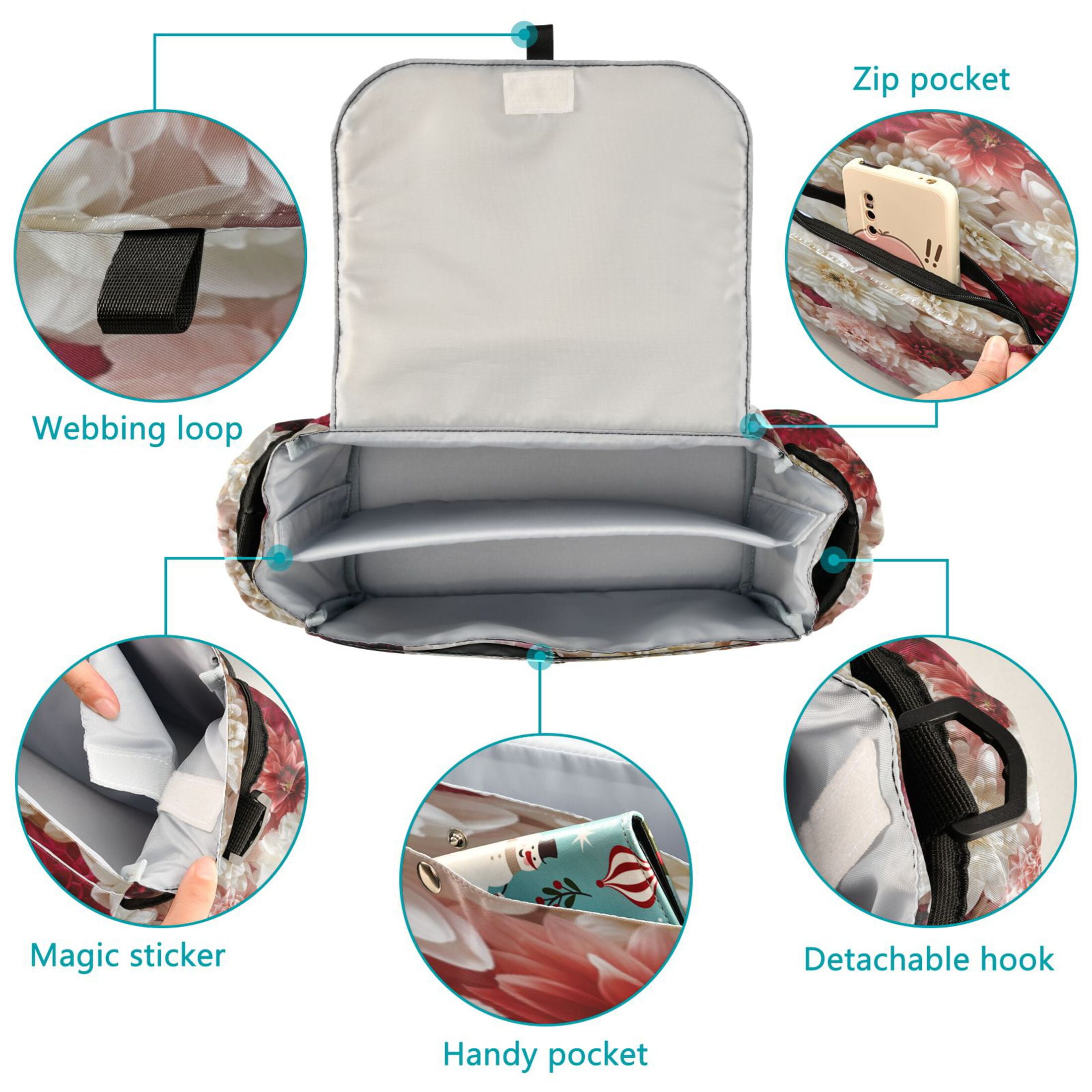DIXRUYEE Stroller Organizer Spring’s Tender Bloom Printed