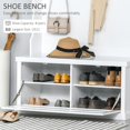 thumbnail image 4 of White 40" Entryway Hall Tree with Shoe Bench & Coat Rack - Modern Storage for Hallway, Living Room - MDF & Particle Board, 4 Hooks, 2 Shelves, 4 of 7