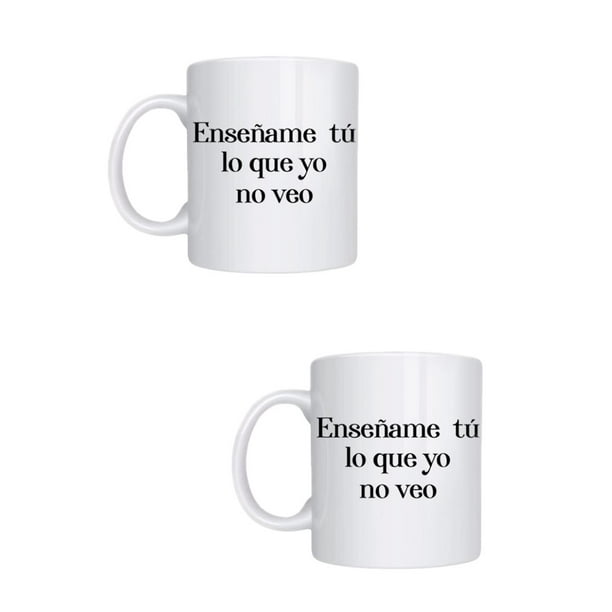 Duo de Taza de cerámica 443 ml diseño divertido Enseñame tu lo que yo no veo regalo original