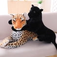 thumbnail image 4 of Peluche de leopardo pantera negra gigante de 30 a 120 cm, almohada de animal de peluche suave, muñeco de tigre blanco amarillo para niños, 4 of 5