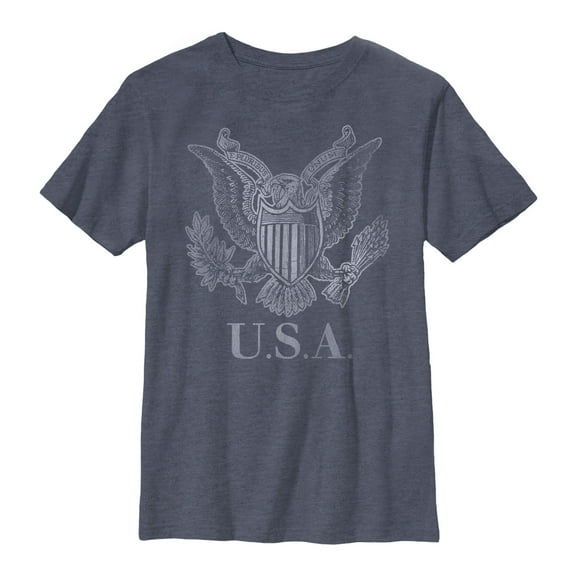 Boy's Lost Gods USA E Pluribus Unum  Graphic Tee Navy Blue Heather Medium