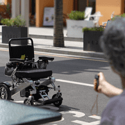Fold And Travel Lightweight Foldable Remote Control Portable Electric Power Wheelchair - Gold Frame, Black Seat