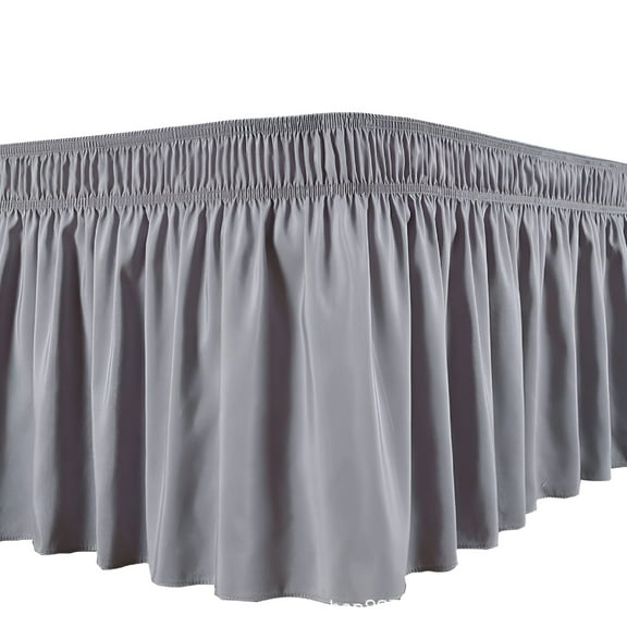 AUQ Wrap Around Bed Skirt 18"" Drop Easy Care Microfiber Made Bedskirts (Full-Light Grey)