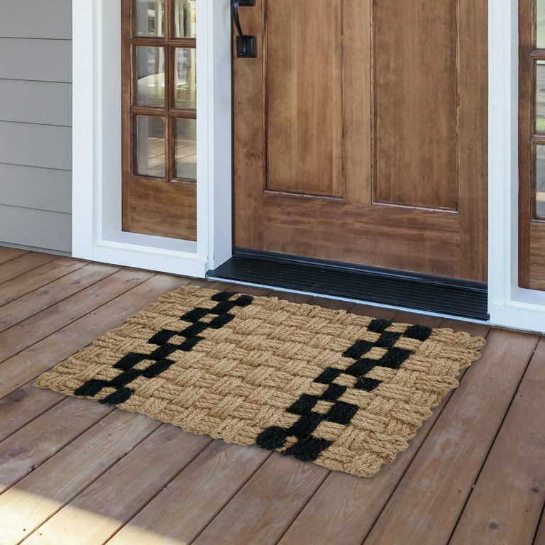 Howarmer Brown Door Mats Outdoor, Durable Rubber Welcome Mats Entryway,  Patio, 29×17 