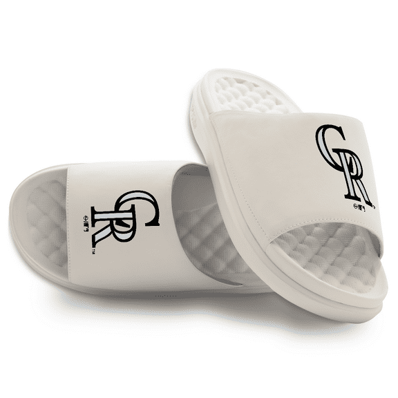 Youth ISlide Cream Colorado Rockies Primary Motive Slide Sandals