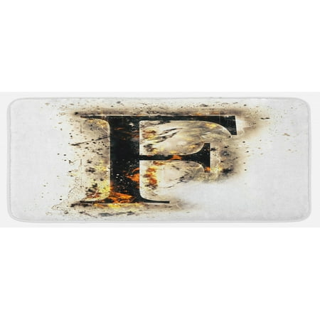 

Letter F Kitchen Mat Burning F Syllable Spokens of Language in Latin Character Plush Decorative Kitchen Mat with Non Slip Backing 47 X 19 Tan Black Orange by Ambesonne