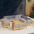 thumbnail image 1 of vidaXL 12 Piece Garden Lounge Set with Grey Cushions Solid Pinewood, 1 of 4