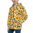 thumbnail image 2 of Pofeuu Green Leaf Sunflower Print Teenage Zipper Hoodie Sweatshirts Hooded Casual Jackets With Pocket For Boys Girls-Medium, 2 of 6