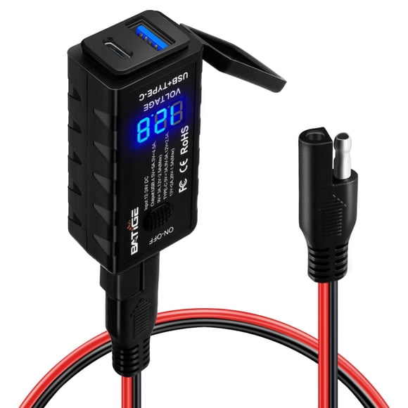 Cargador USB para moto BATIGE SAE a USB tipo C y QC 3.0