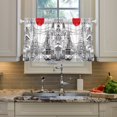 thumbnail image 2 of Yayeee Kitchen Curtains Tier Pair Light Filtering 27"x36" Rod Pocket Short Cafe Window Panel, White Streets, 2 of 7