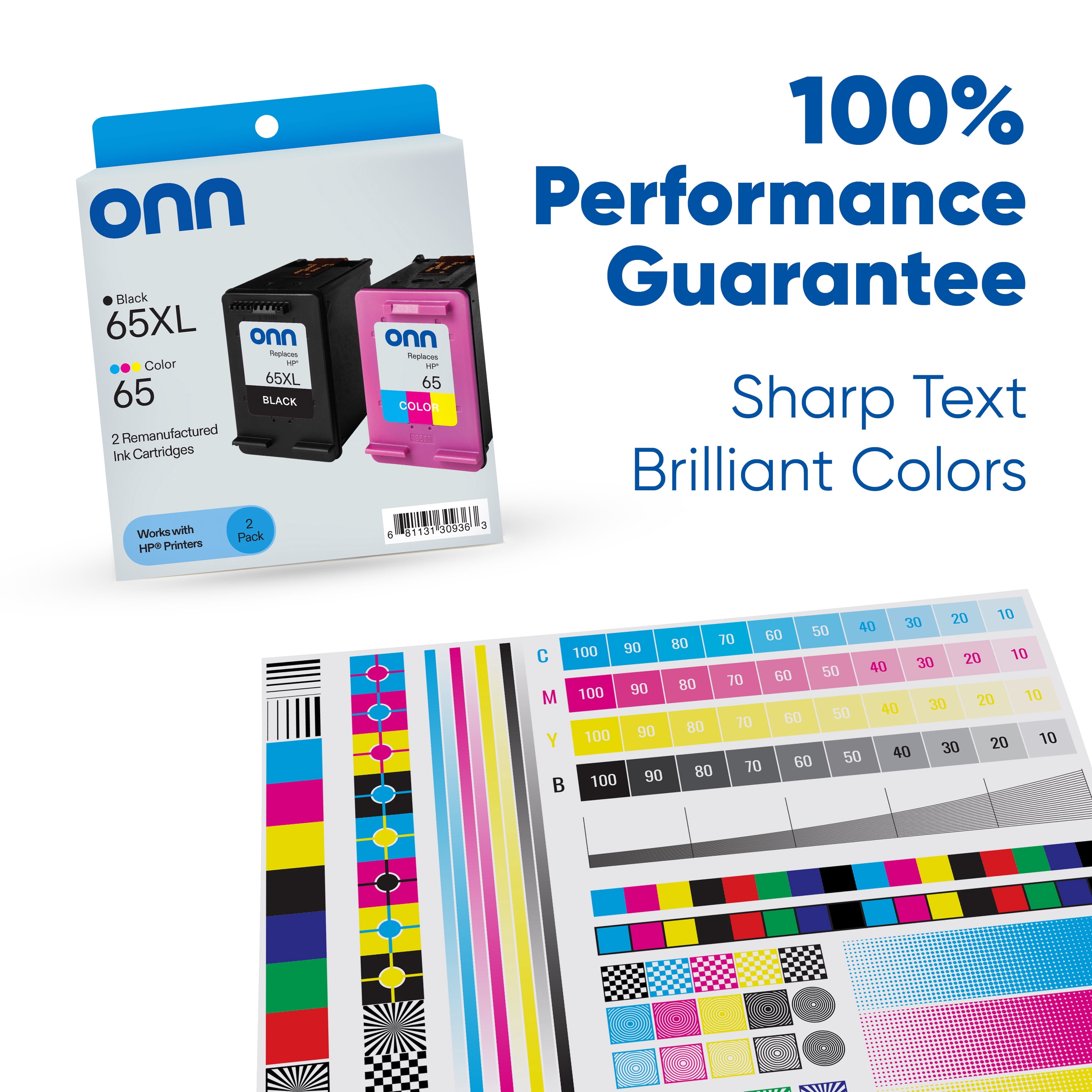 onn HP 65XL/65 High Yield Black & Tri-Color, 2 Pack Ink Cartridge (Remanufactured)