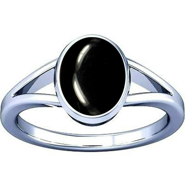 Divya Shakti 11.25-11.50 Carat Black agate Kala hakik Gemstone Silver Ring For Men & Women
