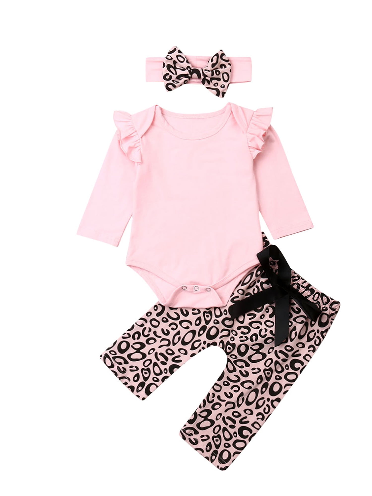 Newborn Baby Girl Clothes Long Sleeve Romper Leopard Leggings Pants ...