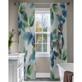 thumbnail image 4 of Blueberry Spring Leaves Sheer Curtains 63 Inch Length 2 Panels Set for Living Room/Bedroom, Grey Botanical Branches Kitchen Curtains Grommet Semi-Sheer Curtains Drapes Window Treatments 42"x63"x2, 4 of 7