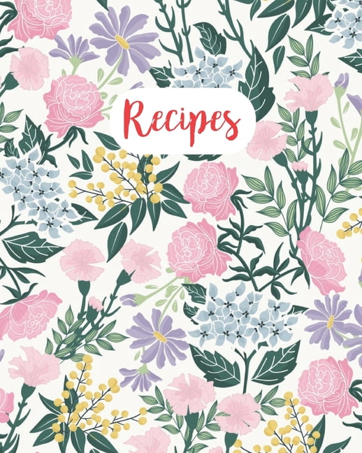 Recipes : Pretty Pink Purple Floral Cover Design Recipe Book Planner ...