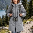 thumbnail image 2 of Enjoytime Windbreaker Jacket Women Long Sleeve Zip Up Hooded Long Rain Jacket Outdoor Hiking Travel Casual Outerwear with Pockets, 2 of 8