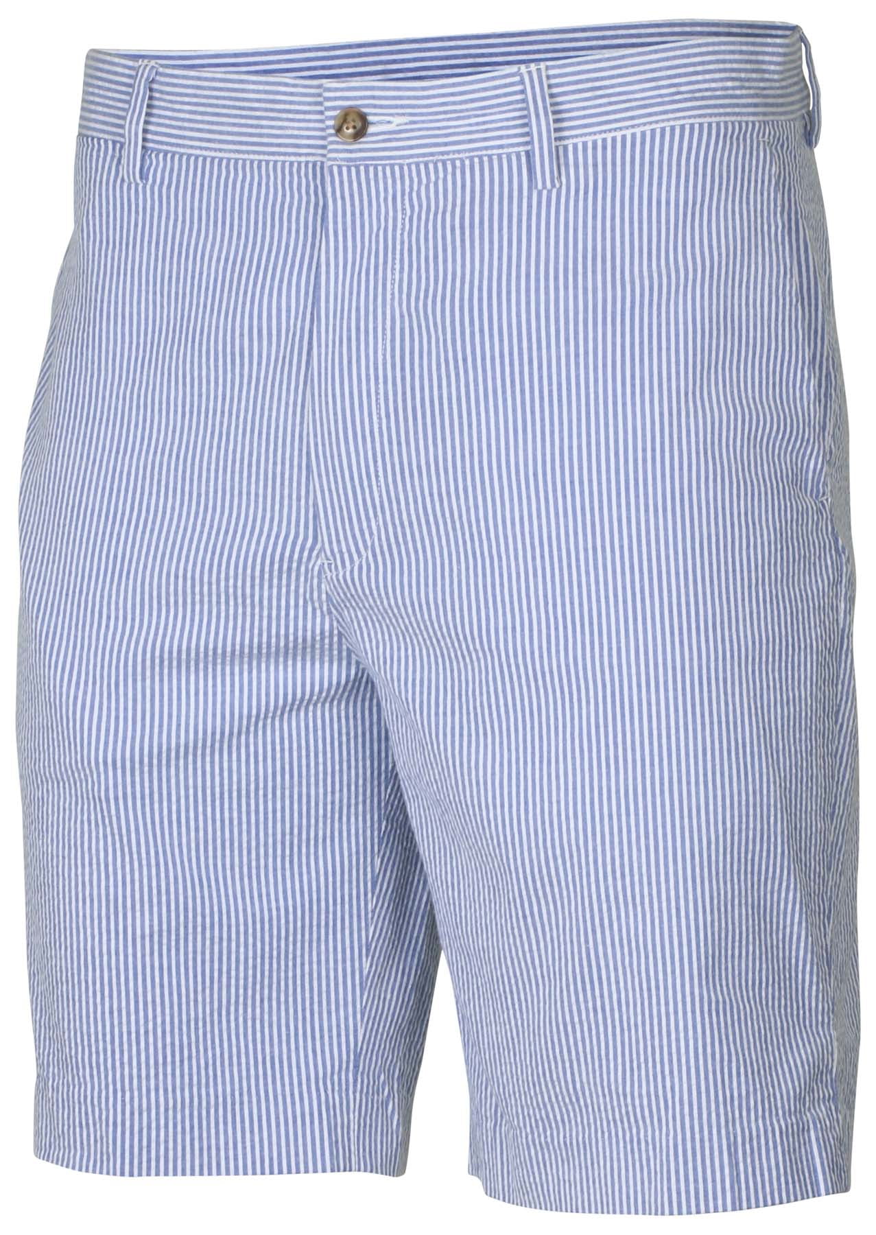 blue white striped shorts