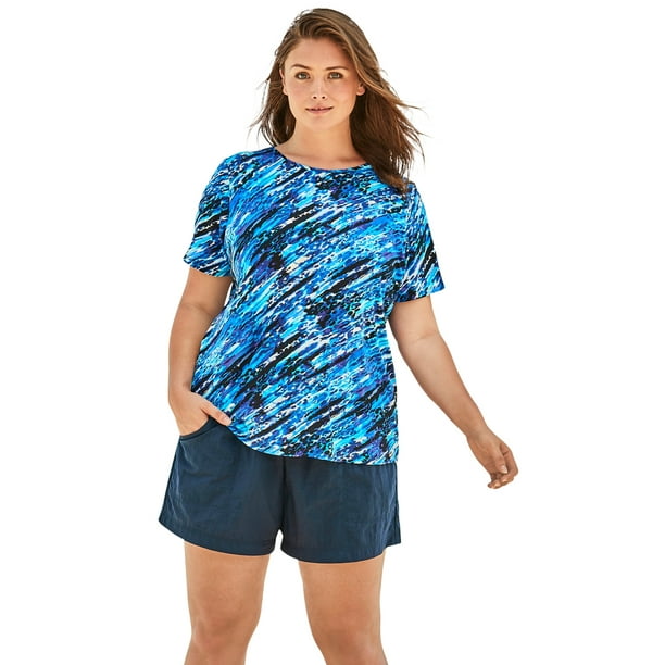 Sequel Elemental Atomisk Swimsuits For All Women's Plus Size The Swim Tee 22/24 Silver Foil Animal -  Walmart.com