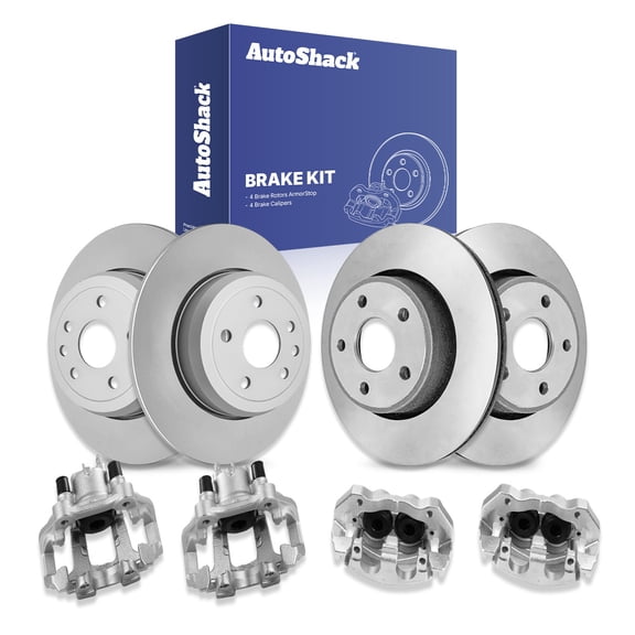 AutoShack Front Vented & Rear Vented Coated Brake Rotors   Calipers 8-PC Brake Kit Replacement for 2018-2020 Jeep Grand Cherokee ArmorStop