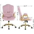 thumbnail image 2 of Velvet Home Office Chair with Gold Arms and Legs, Comfortable Upholstered Tufted Swivel Desk Chair  with Wheels for Girls Women Study Bedroom Living Room, Pink, 2 of 9