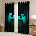 thumbnail image 3 of Homewish Cartoon Cyan Gamepad Black Out Curtains for Teens, Stripes Abstract Curtains Pack of 2 (42x63 Each), Neon Gradient Video Gamer Bedroom Curtains, Living Room Curtains Decor, 3 of 7