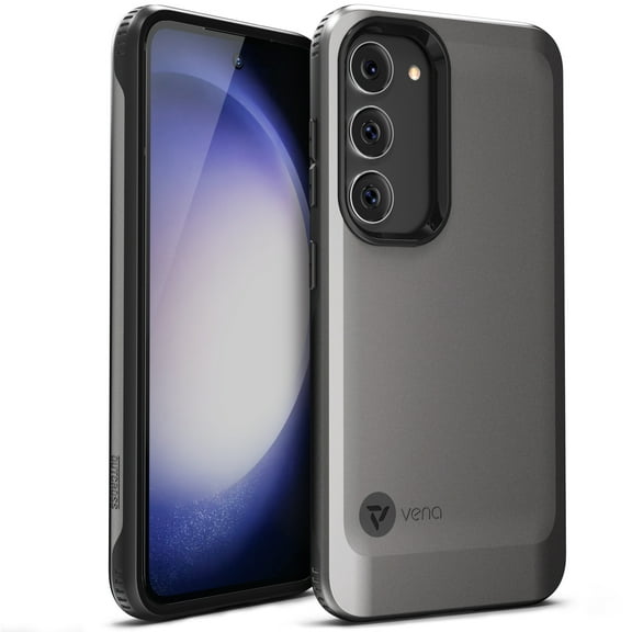 Vena Outcross Slim Profile Cover Designed for Samsung Galaxy S23 (2023), Dual Layer (Military Grade Drop Protection) Hybrid TPU Protection Phone Case - Graphite Gray/Black