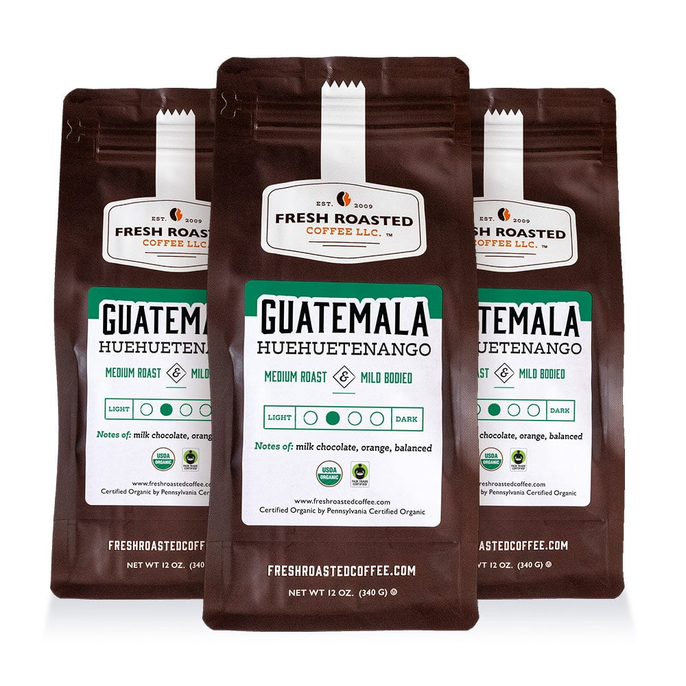 (3 pack) Fresh Roasted Coffee, Organic Guatemalan Huehuetenango Coffee