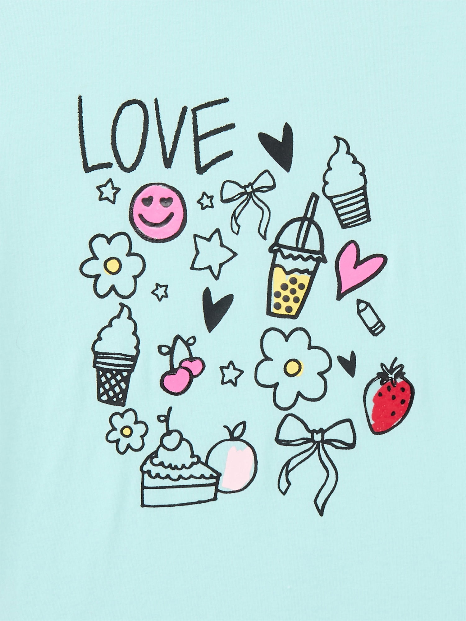 Wonder Nation Girls Embellished Graphic Tee with Short Sleeves, Sizes 4-18 & Plus