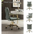 thumbnail image 3 of Tina's Home Faux Leather Office Chair Adjustable Swivel Desk Chair with Golden Legs and Arms Upholstered, Sage, 3 of 10