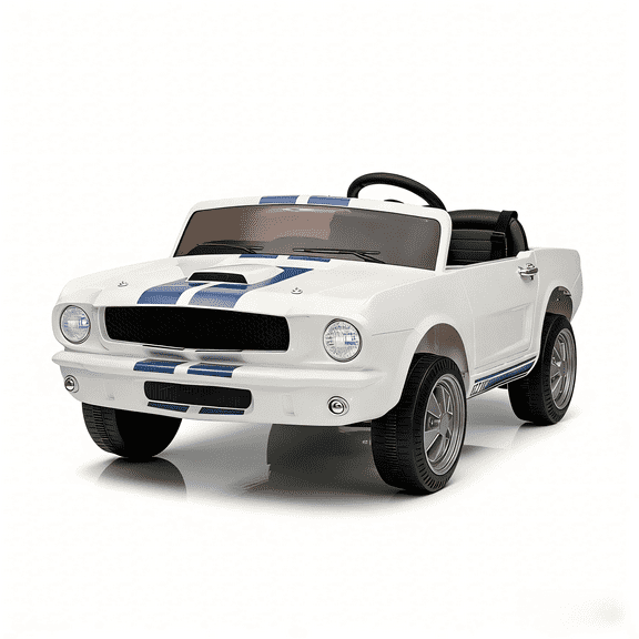 Parent Remote Control Kids Ride On Car, 2-Seater Electric Vehicle for Ages 3 ,  LED Lights, White