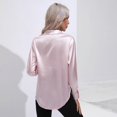 thumbnail image 4 of Women's Button Down Shirt Satin Silk Long Sleeve Blouse Formal Work Top Point Collar Vintage Shirt Work Office Silky Shirts Tops S-XL, 4 of 9
