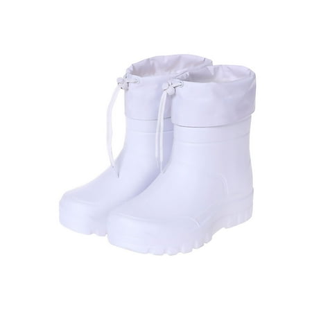 

GENILU Men s Lightweight Non Slip Winter Shoe Insulated Work Boots Garden Waterproof Rain Shoes White (Plush Lined Short Snow Boots) 7-7.5
