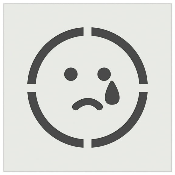 Sad Tear Crying Frown Face Emoticon DIY Cookie Wall Craft Stencil - 5.5 Inch