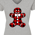 thumbnail image 4 of Inktastic Buffalo Plaid Gingerbread Man Women's V-Neck T-Shirt, 4 of 5
