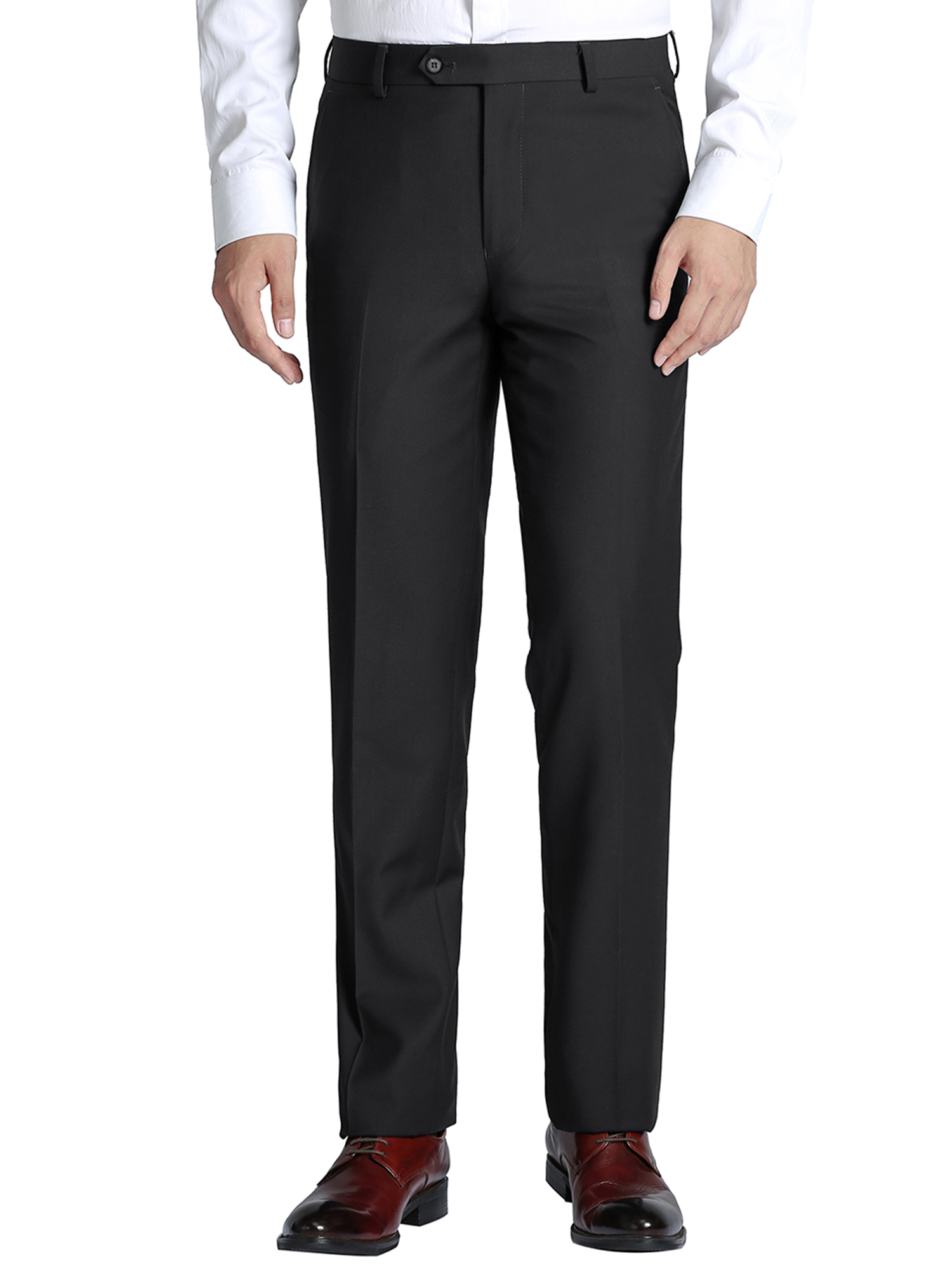 Verno Men's Suit Pants Regular Fit Solid Flat Front Wool Suit