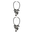 thumbnail image 4 of maskred Exquis Turquoise Pompons Choker Bohème Déclaration Collier Noir 45 + 8cm 2Set, 4 of 6