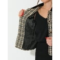 thumbnail image 5 of INSPIRE CHIC Women's Elegant Velvet Collared Plaid Tweed Blazer S Apricot, 5 of 6