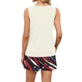 thumbnail image 5 of Iaqnaocc 2 Piece Sets for Women Flag American Flag Stars Striped Square Neck Sleeveless Tank Top and Drawstring Shorts Summer Outfits Lounge Sets for Women Beige XXL, 5 of 5