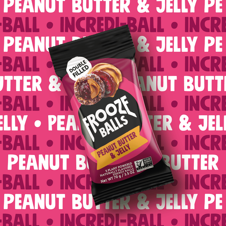Frooze Balls Peanut Butter and Jelly. Plant-Powered, Double-Filled Energy  Balls. Healthy Vegan Snacks, Gluten-Free, non-GMO (8 count, each with 5